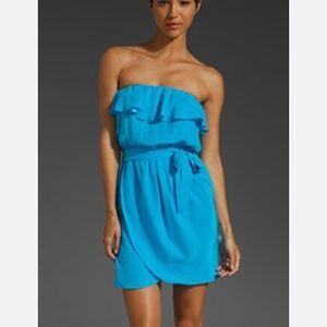 Amanda uprichard 100% silk aqua blue Joan dress REVOLVE small